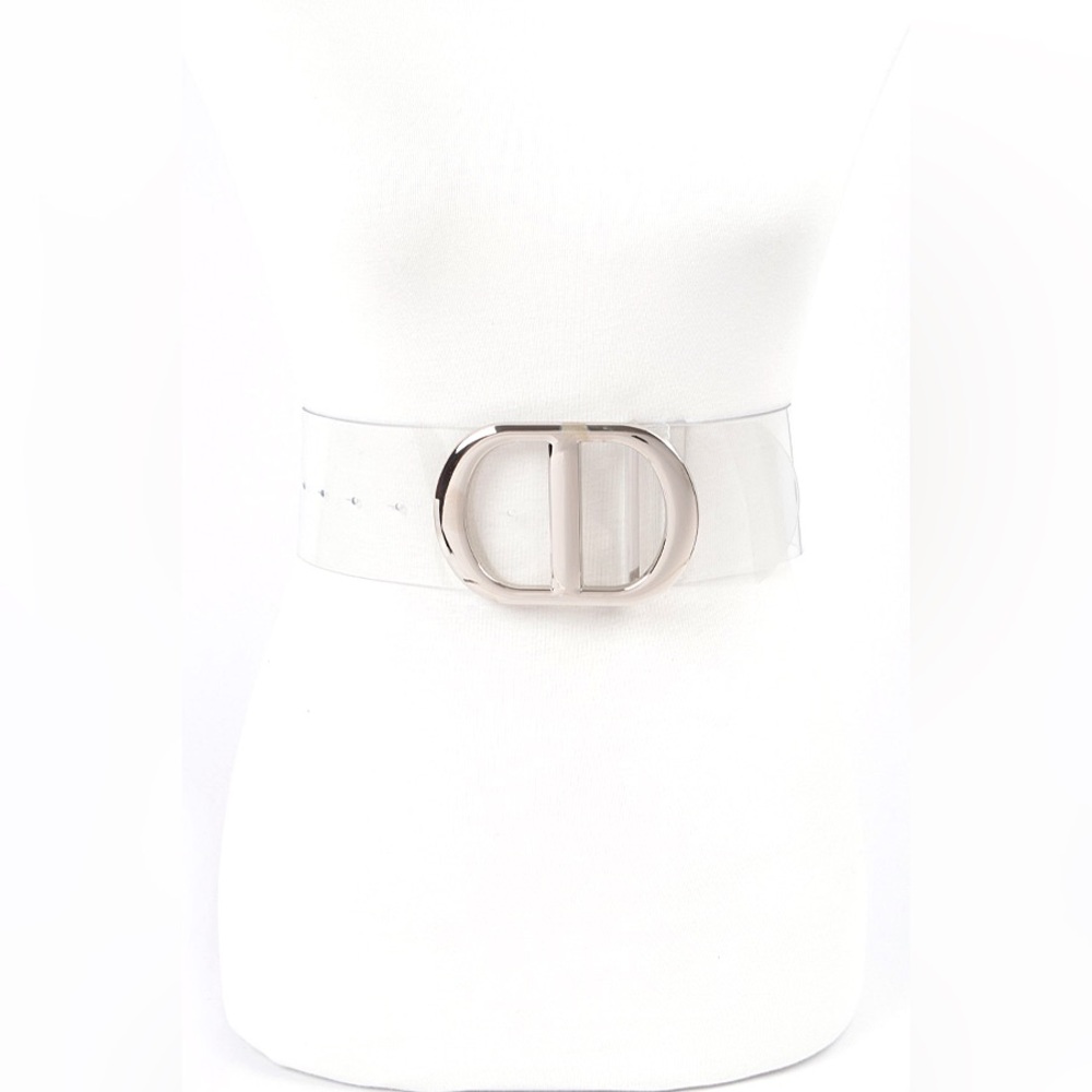 Plus Size Clear & Silver Waist Statement Belt